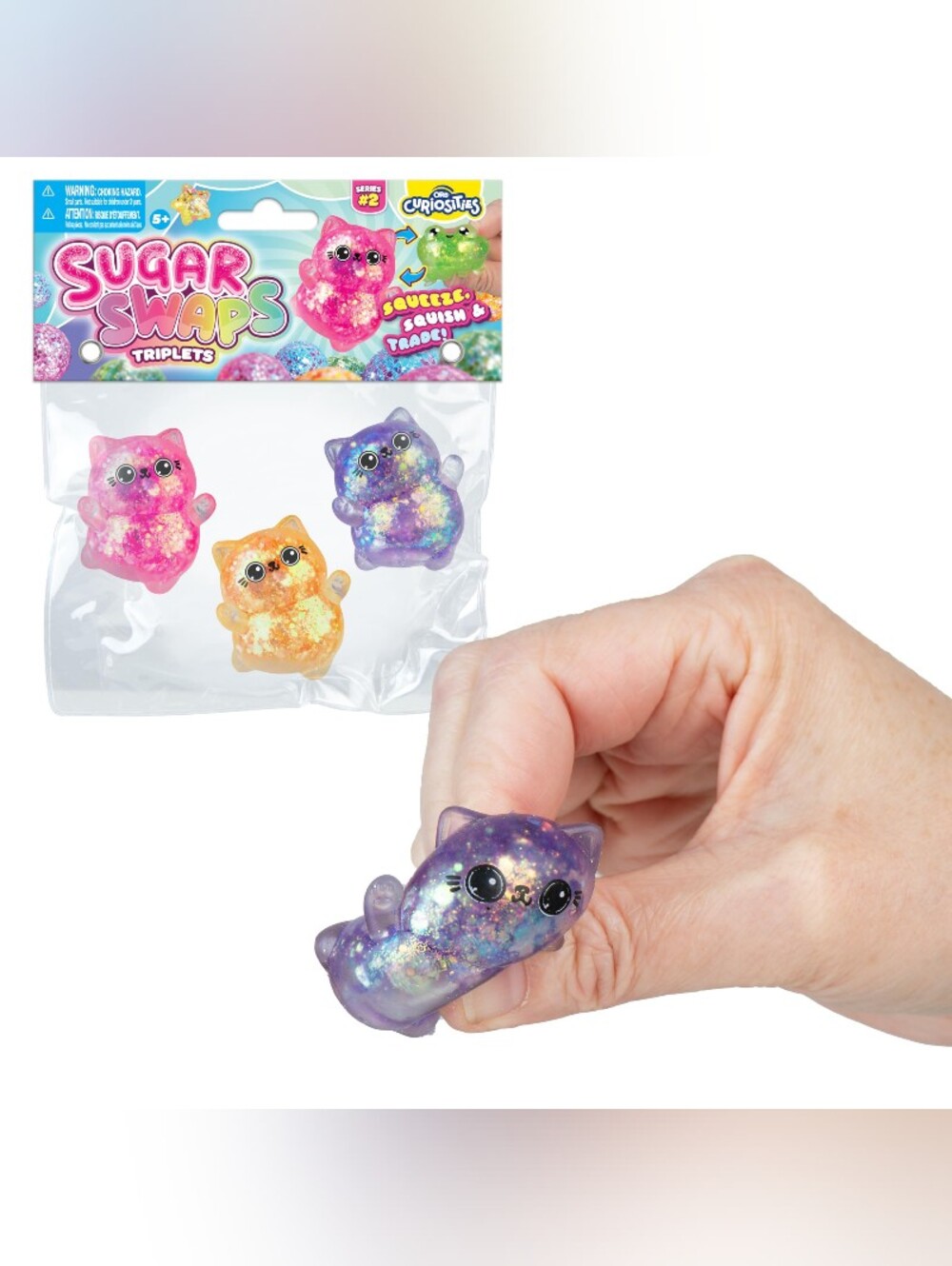 Sugar Swap Purple Galaxy Cat Squishy Toy - 3-Pack Triplets